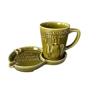 Olive Green Sip-N-Smoke Coffee Time Set